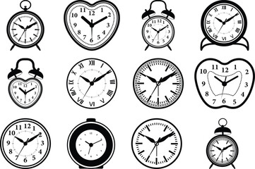 Alarm Clock EPS, Vector Images Black and White 