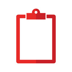 Red clipboard icon on white background