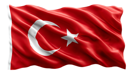 Turkey flag ultra clean flat vector style no wrinkles isolated on a white background
