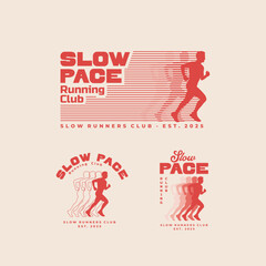 Slow pace runners club vintage badge design for apparel, sport branding, and print.