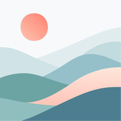 Desert Sun Vector Landscape