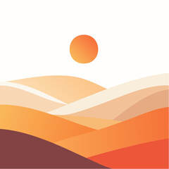 Desert Sun Vector Landscape