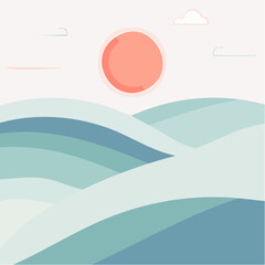 Desert Sun Vector Landscape