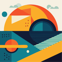 Desert Sun Vector Landscape