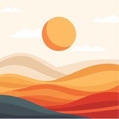 Desert Sun Vector Landscape