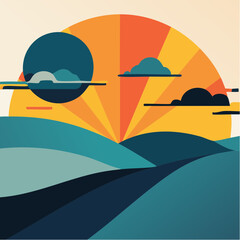 Desert Sun Vector Landscape