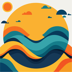Desert Sun Vector Landscape