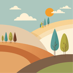 Desert Sun Vector Landscape