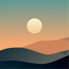 Desert Sun Vector Landscape