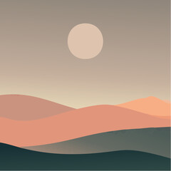 Desert Sun Vector Landscape