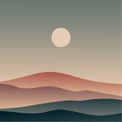 Desert Sun Vector Landscape