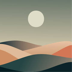 Desert Sun Vector Landscape