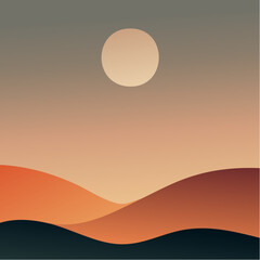 Desert Sun Vector Landscape