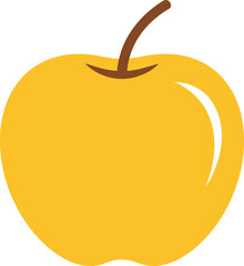 Yellow apple flat vector illustration, simple minimal fruit icon for healthy food, organic nutrition design