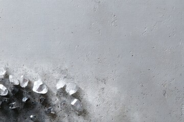 Abstract art piece featuring rough concrete texture contrasting sharply with sleek, highly polished chrome elements.