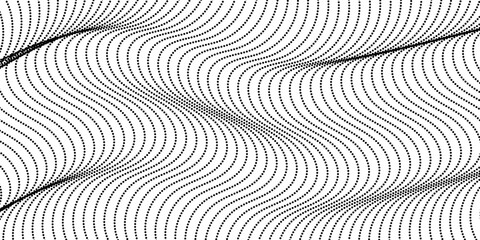 Abstract Dotted Wave Pattern &ndash; Black Dot Flow Lines, Optical Illusion Texture, Modern Geometric Background for Creative Design, Poster, Cover and Digital Art