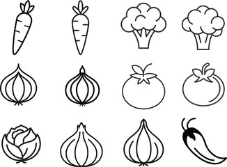 Vegetable illustrations a collection of 10 line drawings