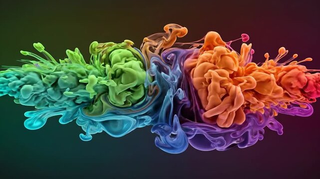 Abstract Swirling Fluid Simulation with Rainbow Colors on Dark Background Creative Visualisation