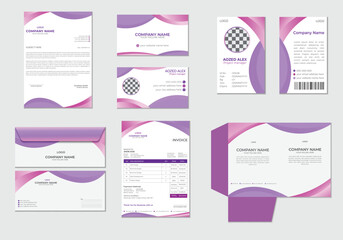 Elegant Wave Gradient Stationery Branding design in Purple and Magenta
