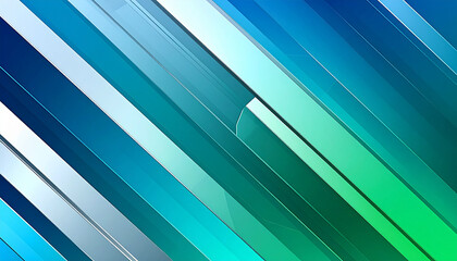 Diagonal Blue Green White Stripes With Smooth Gradient Reflections And Light abstract