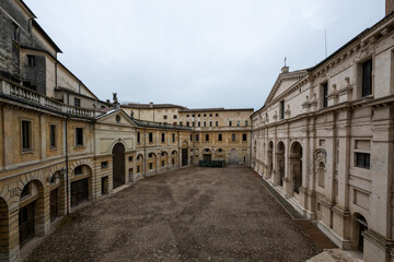 Obraz premium Courtyard by Palatine Basilica of Saint Barbara - Mantua, Italy