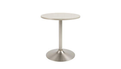 Modern round pedestal table with metal base and minimalist design isolated on transparent background
