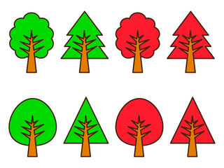 様々な木のアイコン素材セット