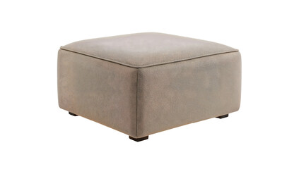 Fototapeta premium Modern beige fabric ottoman square minimalist footstool for living room decor and comfortable home seating accent