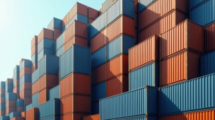 Stacked shipping containers in port