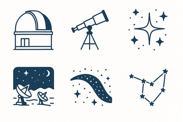 Chilean Astronomy Icon Set Vector Illustration with Telescopes, Observatories and Constellations