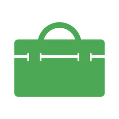 Green briefcase icon on white background