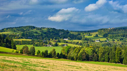 Fototapeta premium Beautiful autumn landscape. Colourful nature in autumn time. Highlands - Blatiny - Czech Republic.