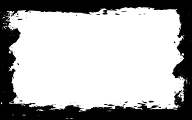 black ink brush painting blank frame border picture artistic grunge graphic element. 