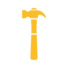 Simple yellow hammer icon on white background
