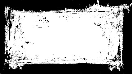 Worn frame on white background. Grunge template. Rough concrete wall texture. Overlay pattern.