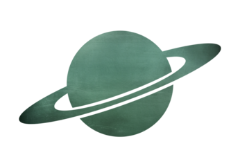 Green chalkboard planet icon. Education and astronomy concept