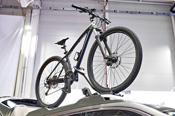 Bicycle on roof of car with special mounts