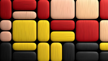 Abstract Colorful 3D Rounded Rectangle Blocks Pattern Background in Red Yellow Black and Beige