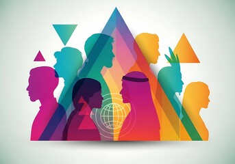 Abstract Multicultural Unity Silhouette Design