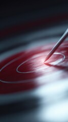 Close-up of a target with an arrow hitting the bullseye, the target area glowing brightly, representing precision, goal achievement, and measurable success.