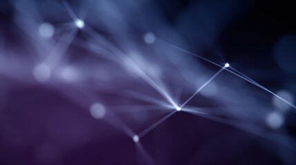 Abstract digital background with glowing lines and nodes connecting, representing networking, global communication, and technology infrastructure, deep blue/purple tones.