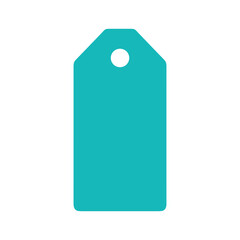 Simple teal price tag on white background