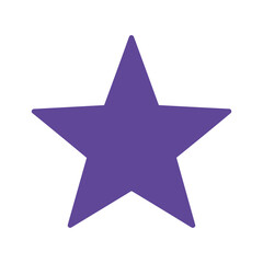 Purple five pointed star on white background