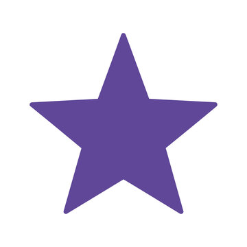 Purple five pointed star on white background
