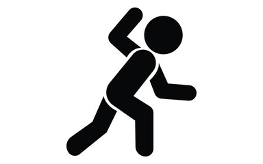 Black and white simple icon of person running or starting race