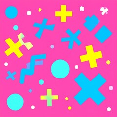 Vibrant abstract shapes on pink