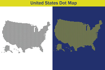Fototapeta premium United States Dot Map Illustration with Yellow and Blue Dots