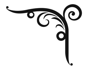 Elegant Black Swirl Corner Design Element for Decorative Use