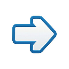 Fototapeta premium White arrow pointing right with blue outline isolated on transparent background