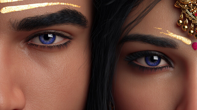 Divine shiva and parvati close up portrait symbol of eternal love harmony and sacred union in hindu spirituality with cinematic detail and cultural devotion concept